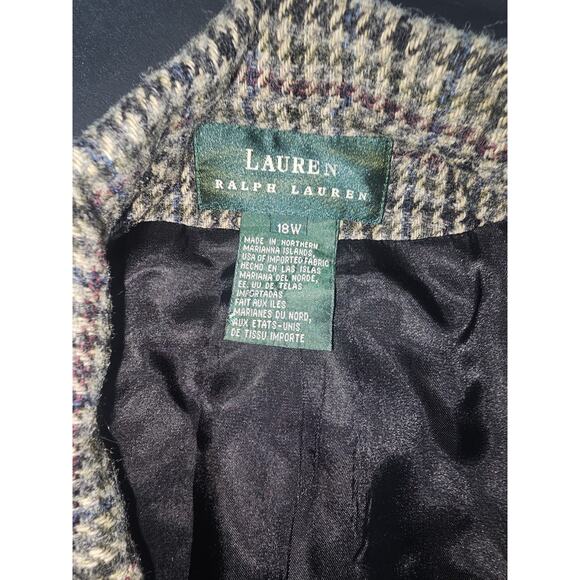 Sz 18W Ralph Lauren Women Houndstooth 100% WOOL Blend Blazer Equestrian - Picture 6 of 10